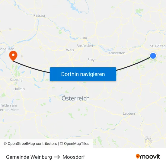 Gemeinde Weinburg to Moosdorf map