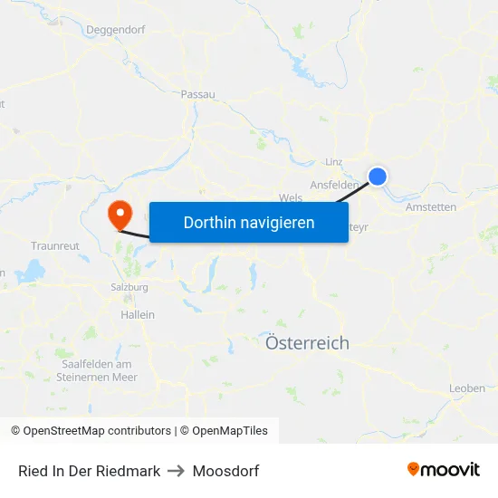 Ried In Der Riedmark to Moosdorf map