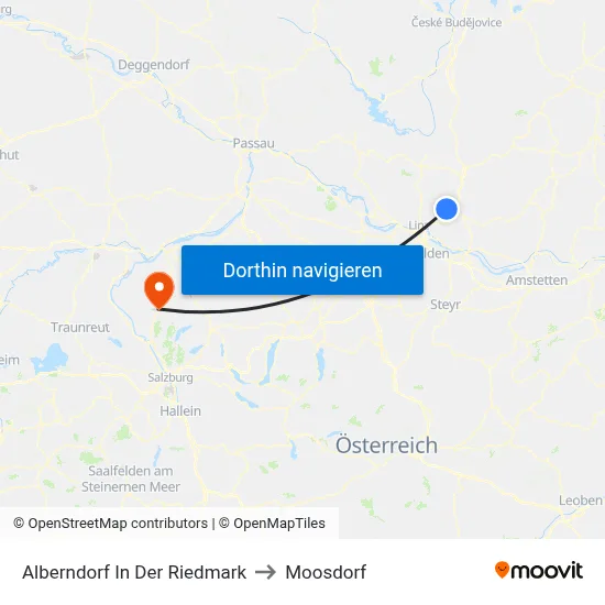 Alberndorf In Der Riedmark to Moosdorf map