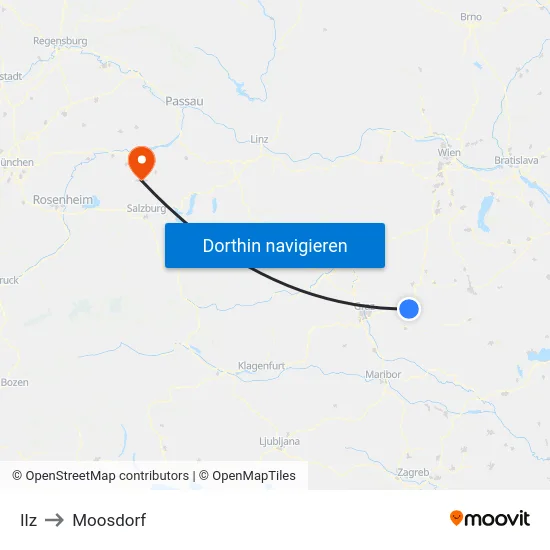 Ilz to Moosdorf map