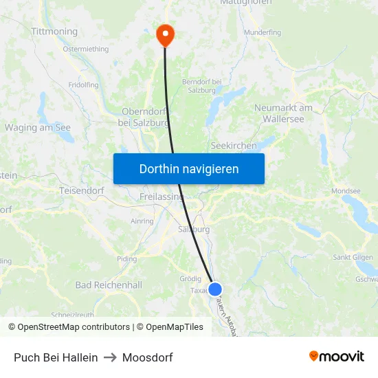 Puch Bei Hallein to Moosdorf map