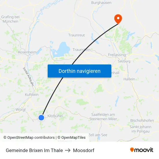 Gemeinde Brixen Im Thale to Moosdorf map