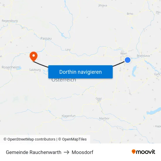 Gemeinde Rauchenwarth to Moosdorf map