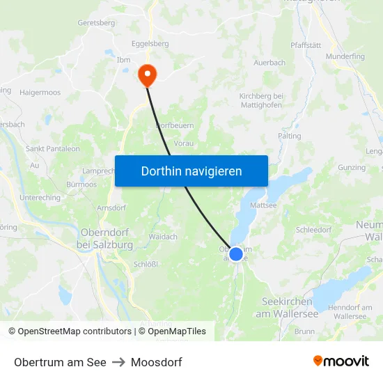 Obertrum am See to Moosdorf map