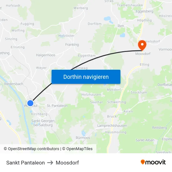 Sankt Pantaleon to Moosdorf map
