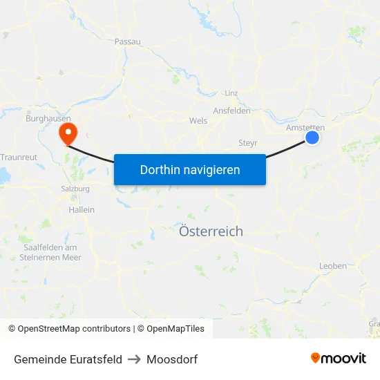 Gemeinde Euratsfeld to Moosdorf map
