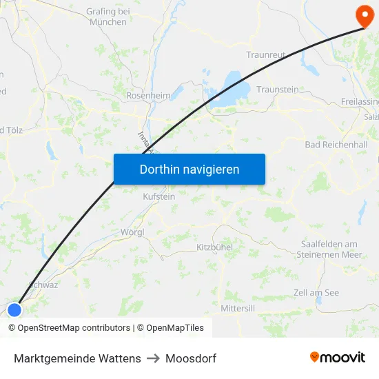 Marktgemeinde Wattens to Moosdorf map