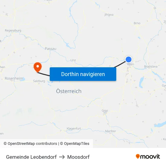Gemeinde Leobendorf to Moosdorf map