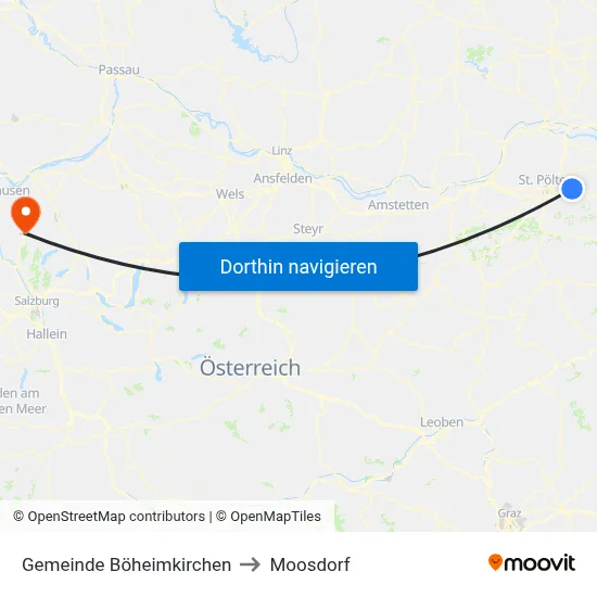 Gemeinde Böheimkirchen to Moosdorf map