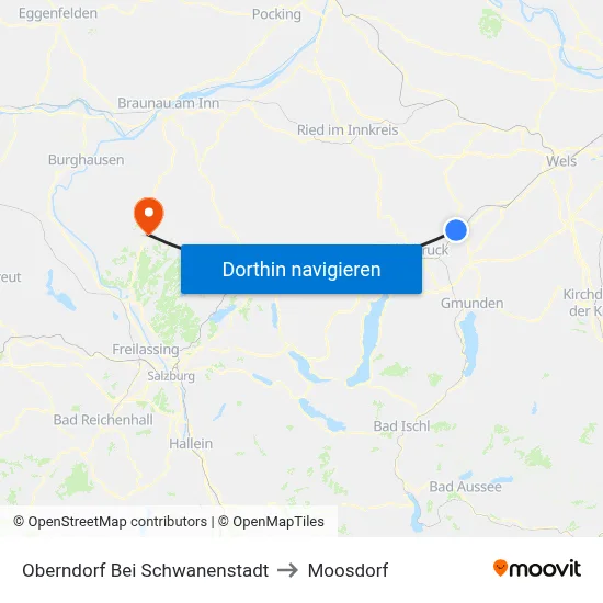 Oberndorf Bei Schwanenstadt to Moosdorf map