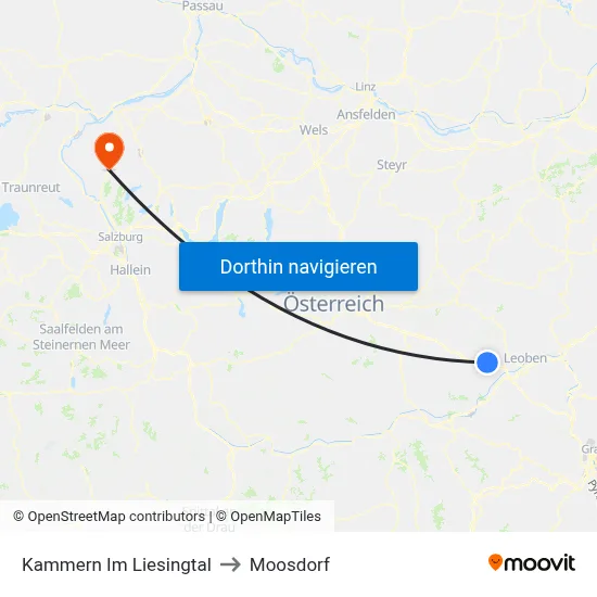 Kammern Im Liesingtal to Moosdorf map