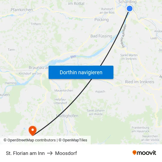 St. Florian am Inn to Moosdorf map