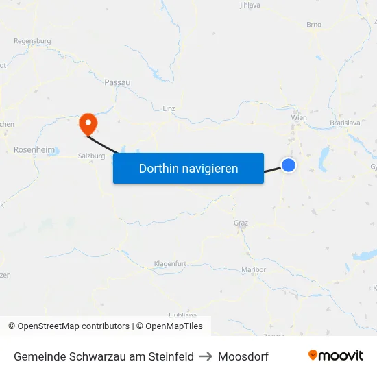 Gemeinde Schwarzau am Steinfeld to Moosdorf map
