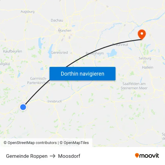 Gemeinde Roppen to Moosdorf map