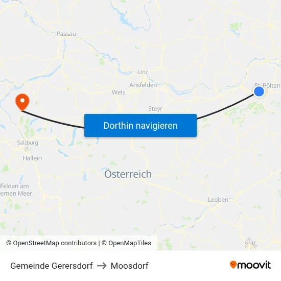 Gemeinde Gerersdorf to Moosdorf map