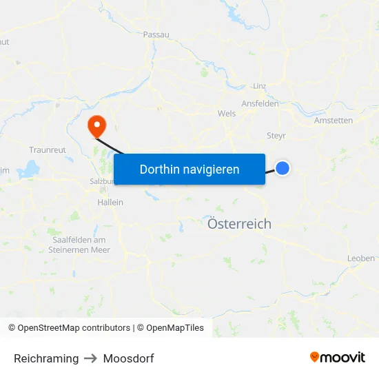Reichraming to Moosdorf map