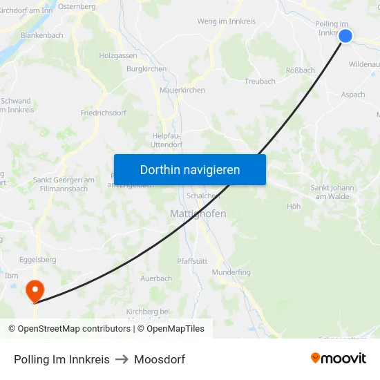 Polling Im Innkreis to Moosdorf map