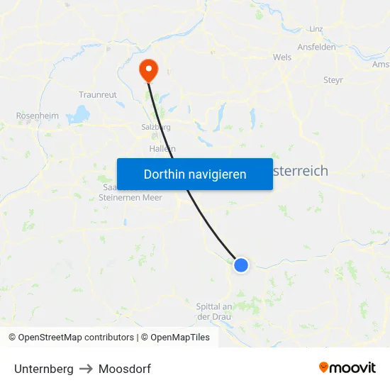 Unternberg to Moosdorf map
