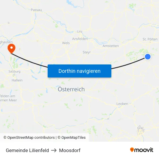 Gemeinde Lilienfeld to Moosdorf map