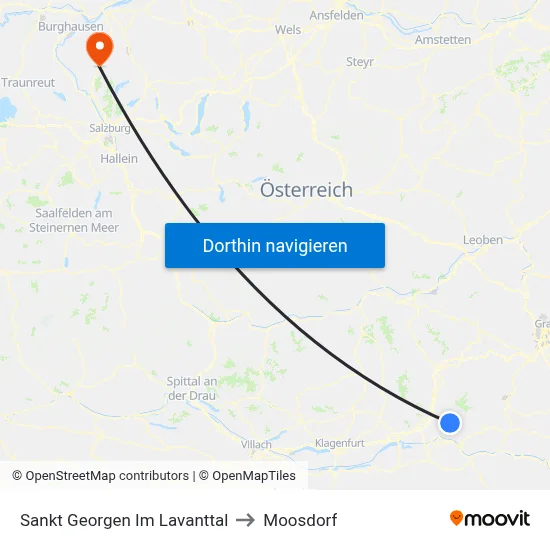 Sankt Georgen Im Lavanttal to Moosdorf map