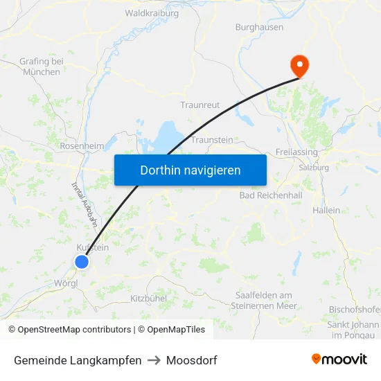 Gemeinde Langkampfen to Moosdorf map