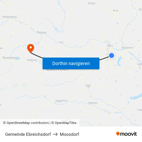 Gemeinde Ebreichsdorf to Moosdorf map