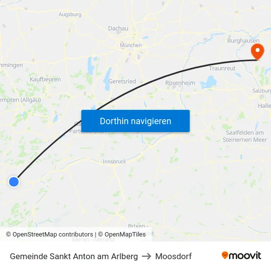 Gemeinde Sankt Anton am Arlberg to Moosdorf map
