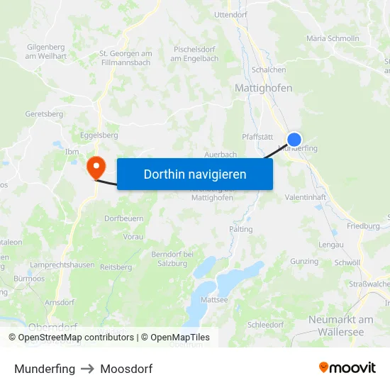 Munderfing to Moosdorf map