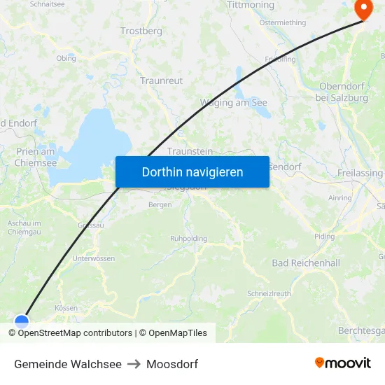 Gemeinde Walchsee to Moosdorf map