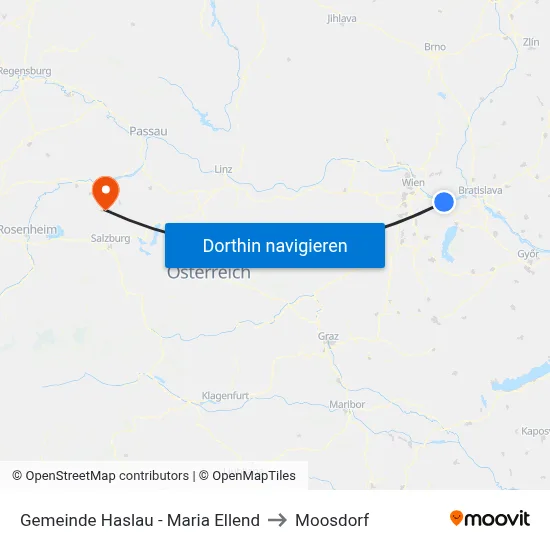 Gemeinde Haslau - Maria Ellend to Moosdorf map