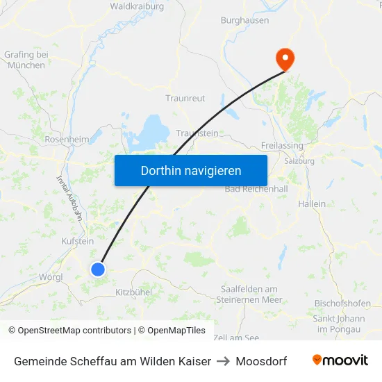 Gemeinde Scheffau am Wilden Kaiser to Moosdorf map