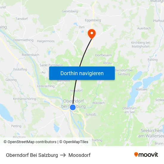 Oberndorf Bei Salzburg to Moosdorf map