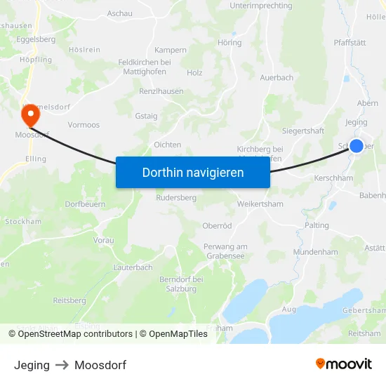 Jeging to Moosdorf map