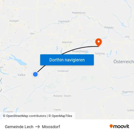 Gemeinde Lech to Moosdorf map