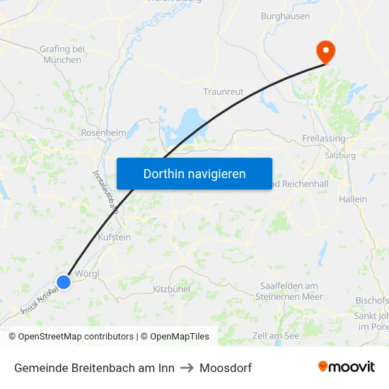 Gemeinde Breitenbach am Inn to Moosdorf map