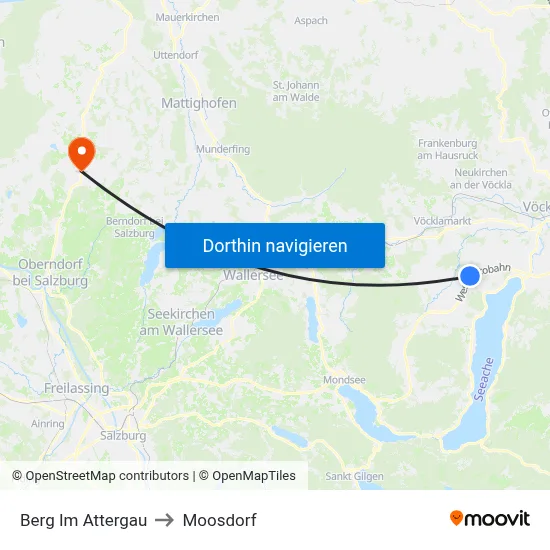 Berg Im Attergau to Moosdorf map