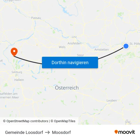 Gemeinde Loosdorf to Moosdorf map