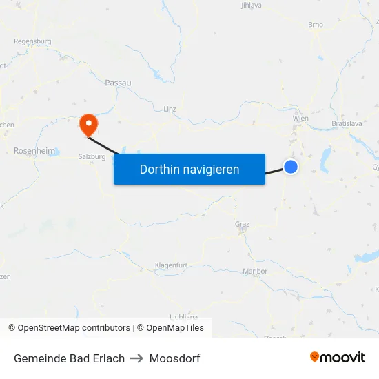 Gemeinde Bad Erlach to Moosdorf map