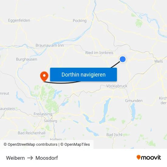 Weibern to Moosdorf map