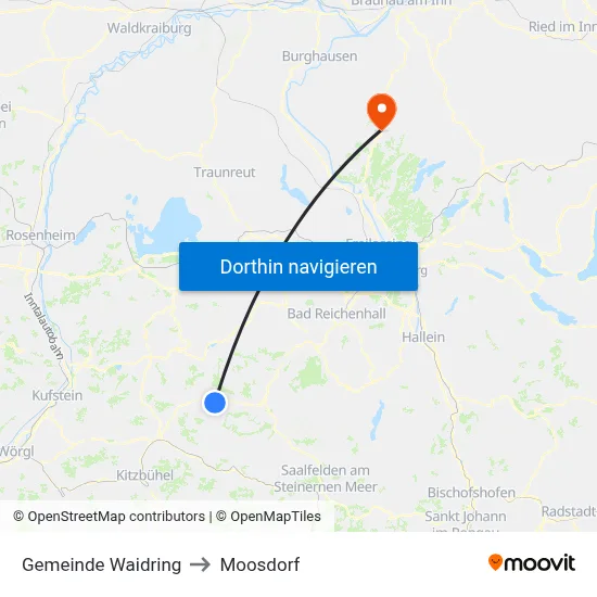 Gemeinde Waidring to Moosdorf map