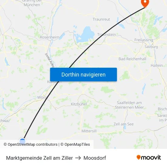 Marktgemeinde Zell am Ziller to Moosdorf map