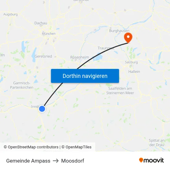 Gemeinde Ampass to Moosdorf map