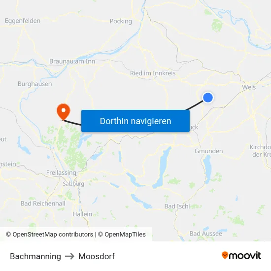 Bachmanning to Moosdorf map