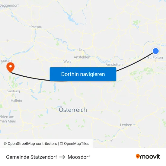 Gemeinde Statzendorf to Moosdorf map