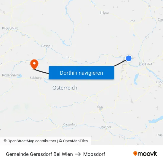 Gemeinde Gerasdorf Bei Wien to Moosdorf map