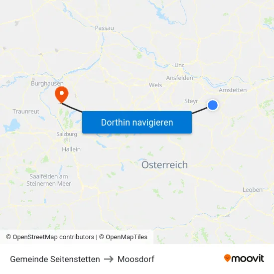 Gemeinde Seitenstetten to Moosdorf map