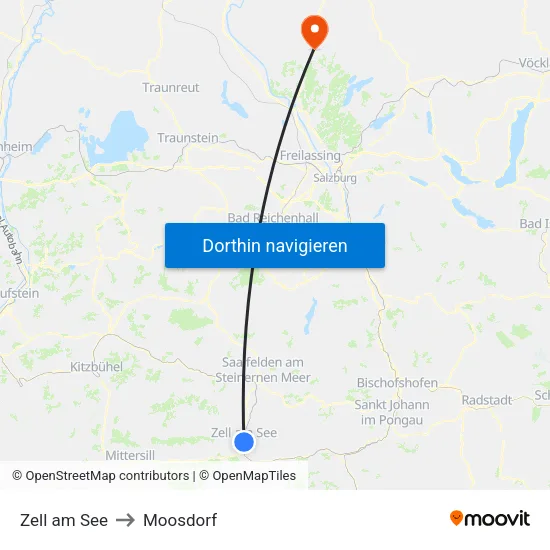 Zell am See to Moosdorf map