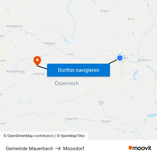 Gemeinde Mauerbach to Moosdorf map