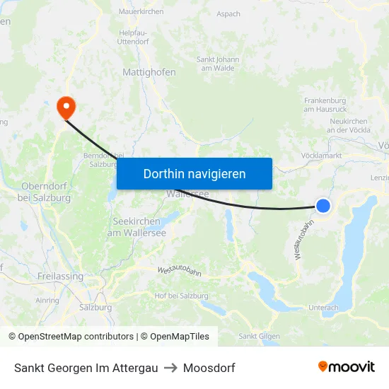 Sankt Georgen Im Attergau to Moosdorf map