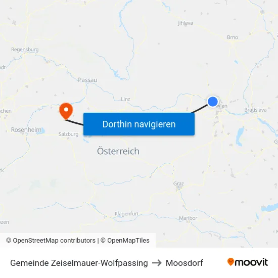 Gemeinde Zeiselmauer-Wolfpassing to Moosdorf map